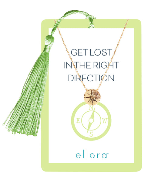 Compass Necklace with Bookmark - Gold