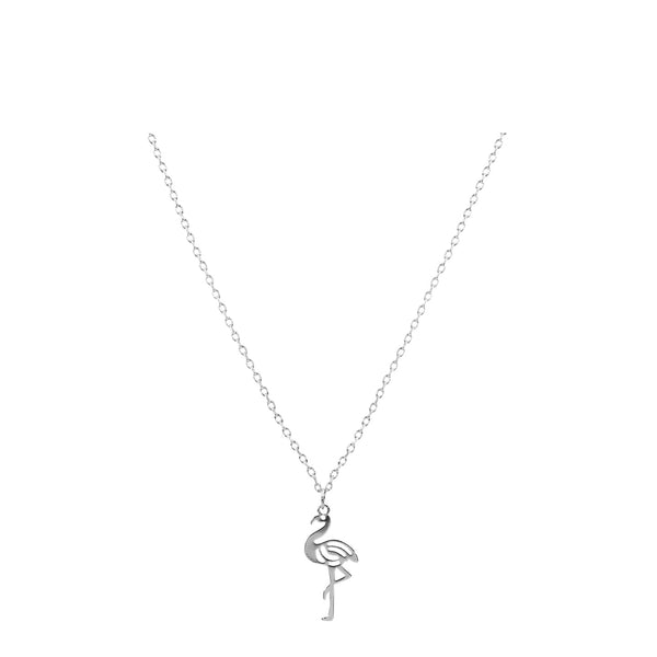 Flamingo Necklace with Bookmark - Silver