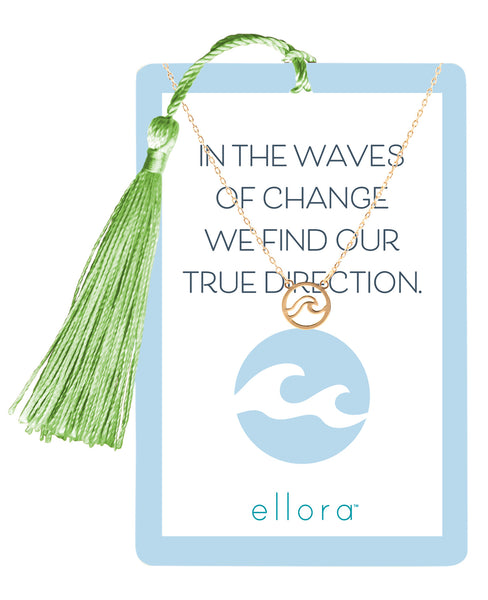 Wave Necklace with Bookmark - Gold