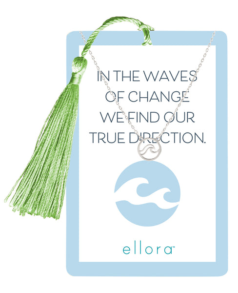 Wave Necklace with Bookmark  - Silver