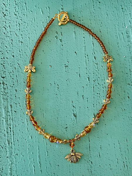 Bee Charm Bracelet with Toggle Clasp