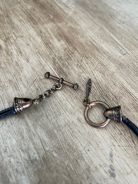 Bee Charm with Copper Disc Necklace