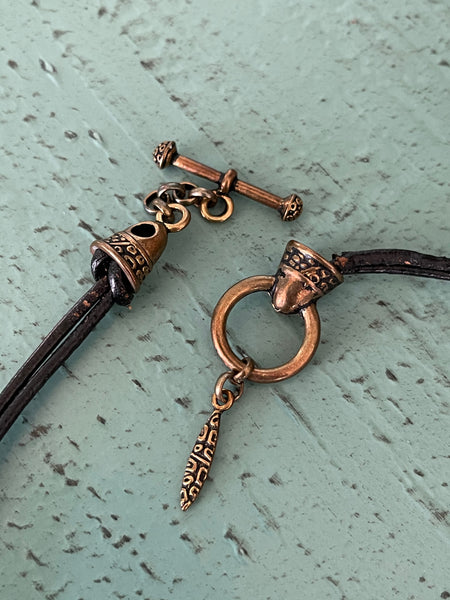 Bee Charm with Copper Disc Necklace