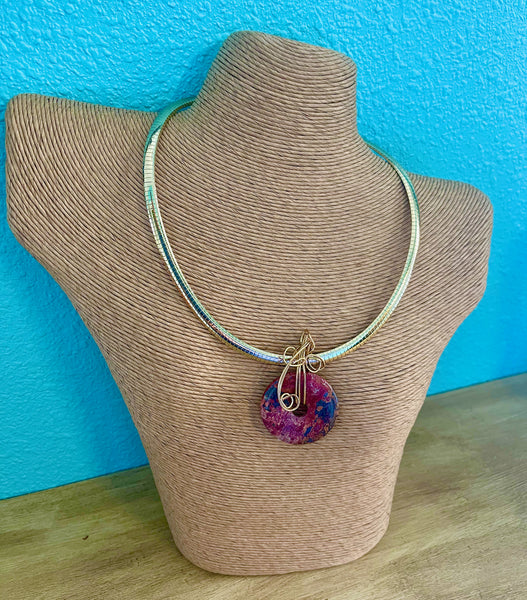 Red Jasper Focal Bead with 6mm Omega Chain