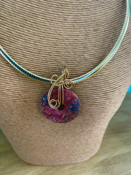 Red Jasper Focal Bead with 6mm Omega Chain