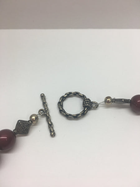 Swarovski Necklace with Bali Style Focal Pendant - Bordeaux