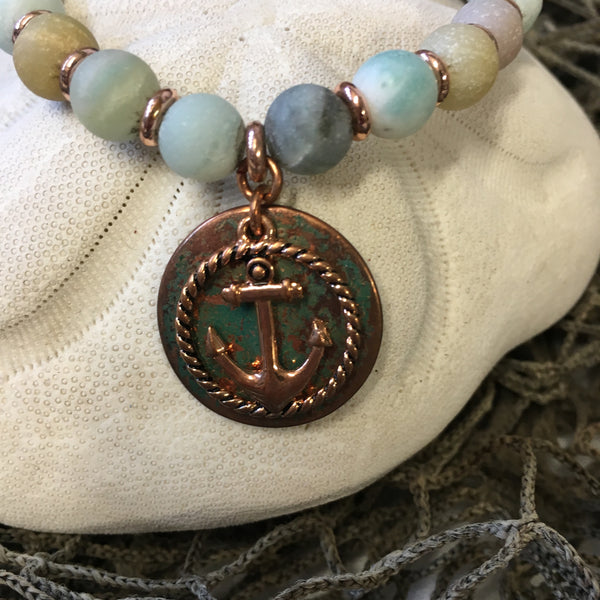 Bracelet - Anchor Charm with Copper Accents