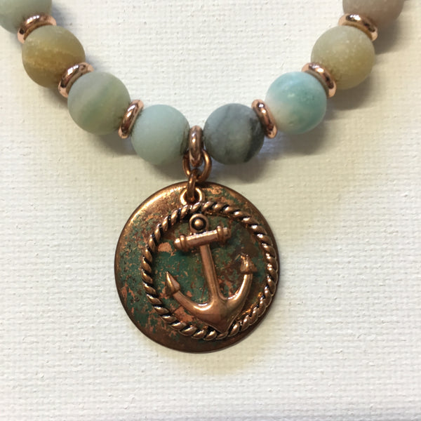 Bracelet - Anchor Charm with Copper Accents