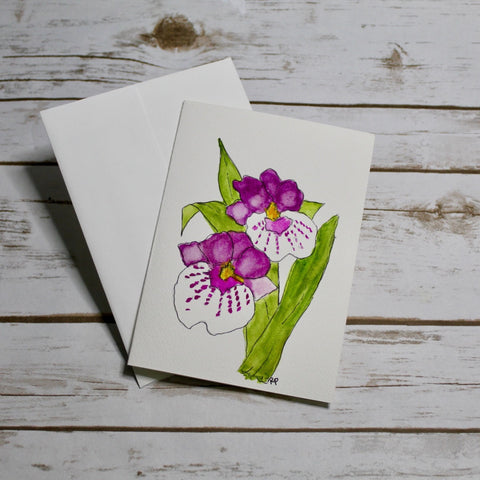Original Hand-painted Watercolor Note Card - Orchids