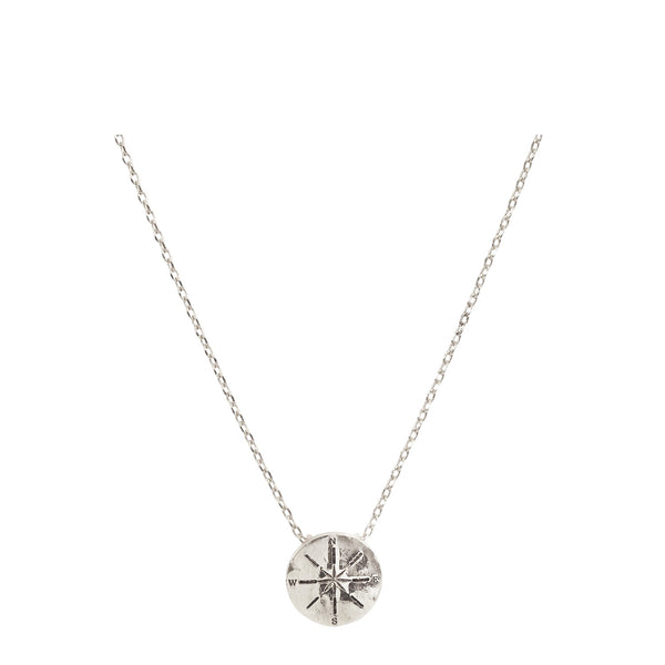 Compass Necklace with Bookmark - Silver