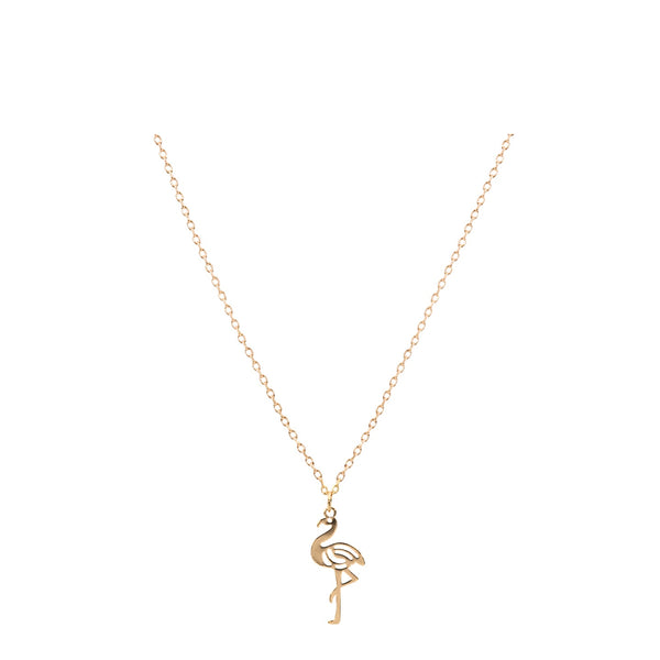 Flamingo Necklace with Bookmark - Gold