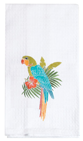 Parrot Embroidered Waffle Towel