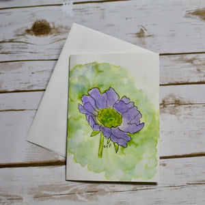 Original Hand-painted Watercolor Note Card - Scabious