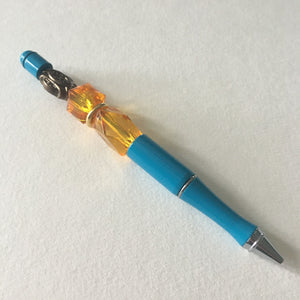 Beaded Pen -  Turquoise and Gold
