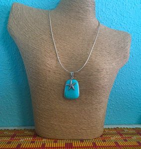 Necklace - Turquoise/Starfish Pendant with Sterling Silver Chain