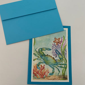 Blue Crab  - Watercolor Note Cards
