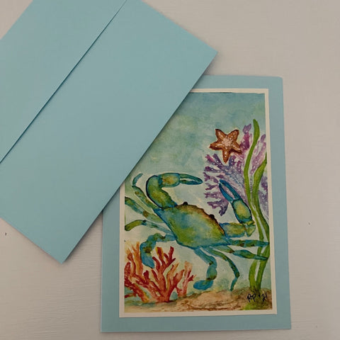 Blue Crab  - Watercolor Note Cards