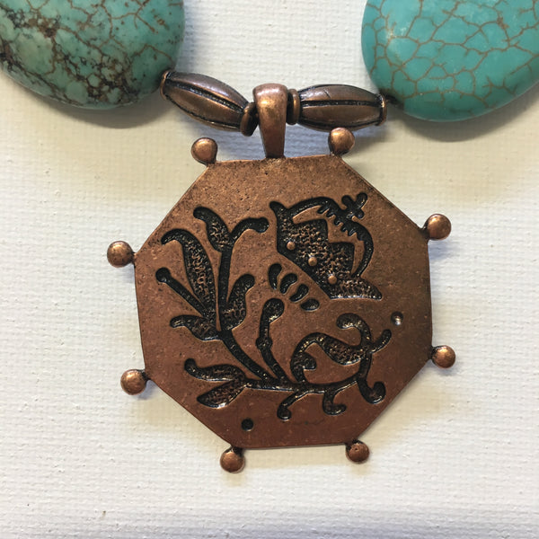 Necklace - Turquoise and Copper Focal Pendant