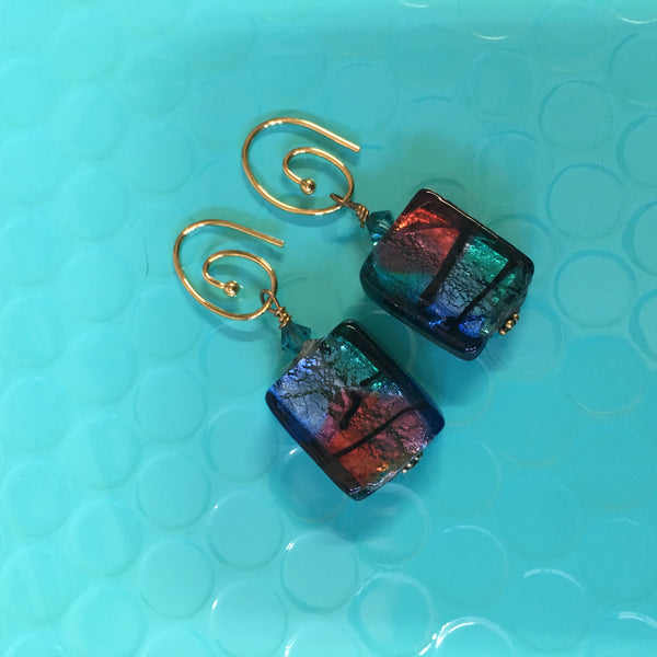 Earrings -  Multicolor Murano Foil Glass