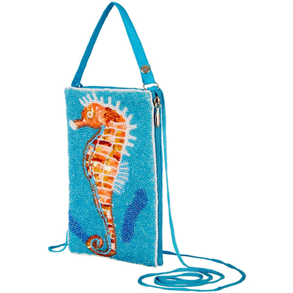 Beaded Seahorse Crossbody, Wristlet, Cell Phone Bag